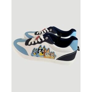 Bluey Women's Sneakers 10 White Blue Low Top Cartoon Shoes
